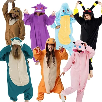 Costume Cosplay Pokémon Kigurumi Onesie Snorlax Jigglypuff Umbreon Gengar, Pigiama Anime per Adulti, Halloween, Bulbasaur