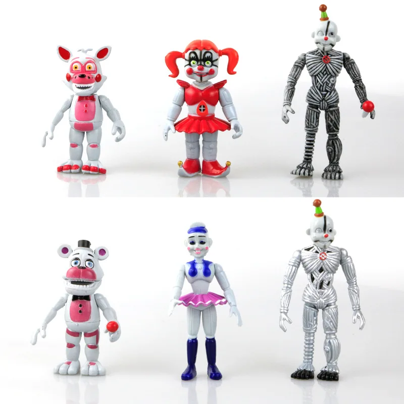 New 5Pcs FNAF Anime figure with light Five Nights Game Pvc Action Figures  Bonnie Foxy Toys Fazbear Bear Doll Model Toys Birthday Gifts For Kids