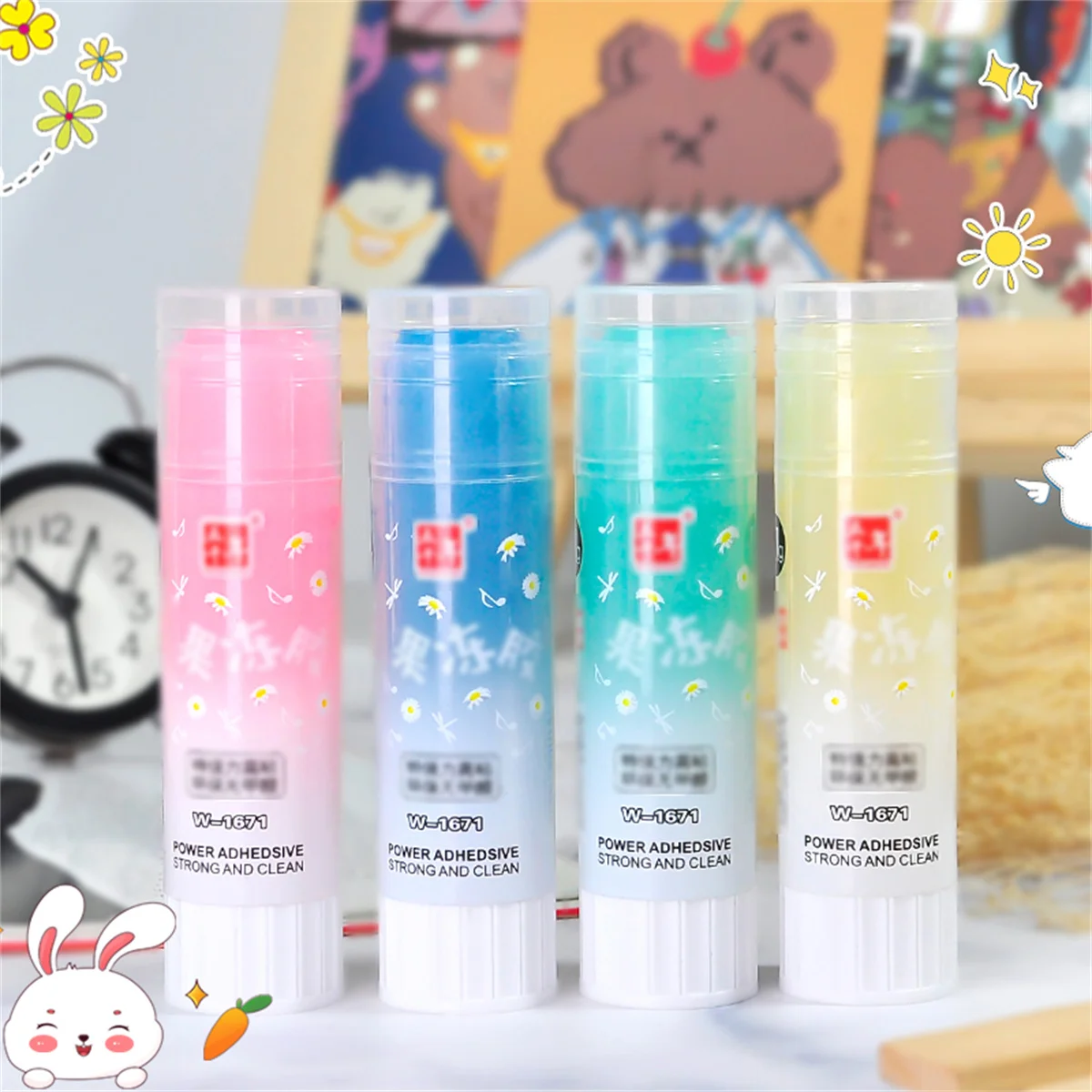 3/6/12pcs transparent jelly stick with stronger safety and stickiness, suitable for handmade use in school office stationery 6