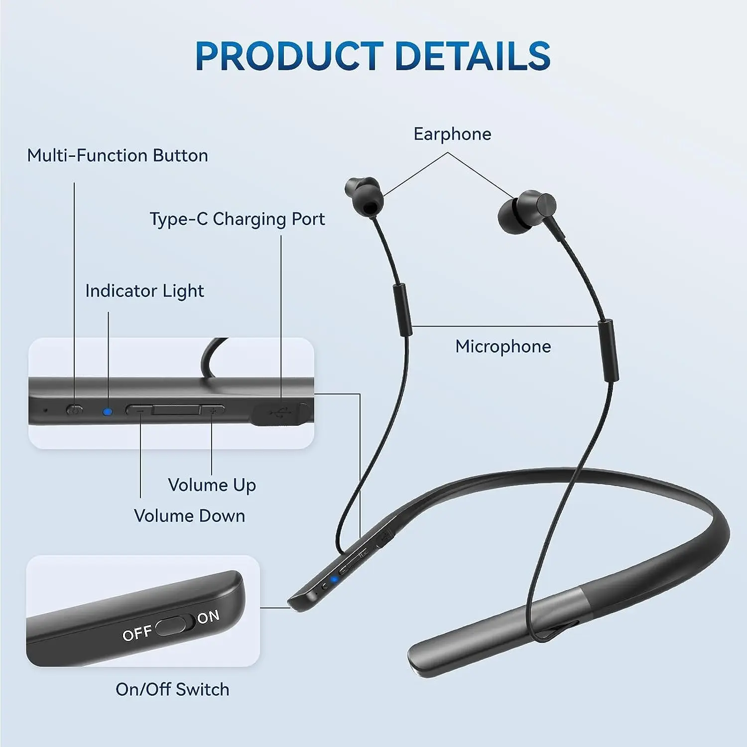 

Bluetooth Rechargeable Hearing Amplifier & Aids with App control Wireless Aid Hearing Neckband Sound Amplifier for Hearing Loss