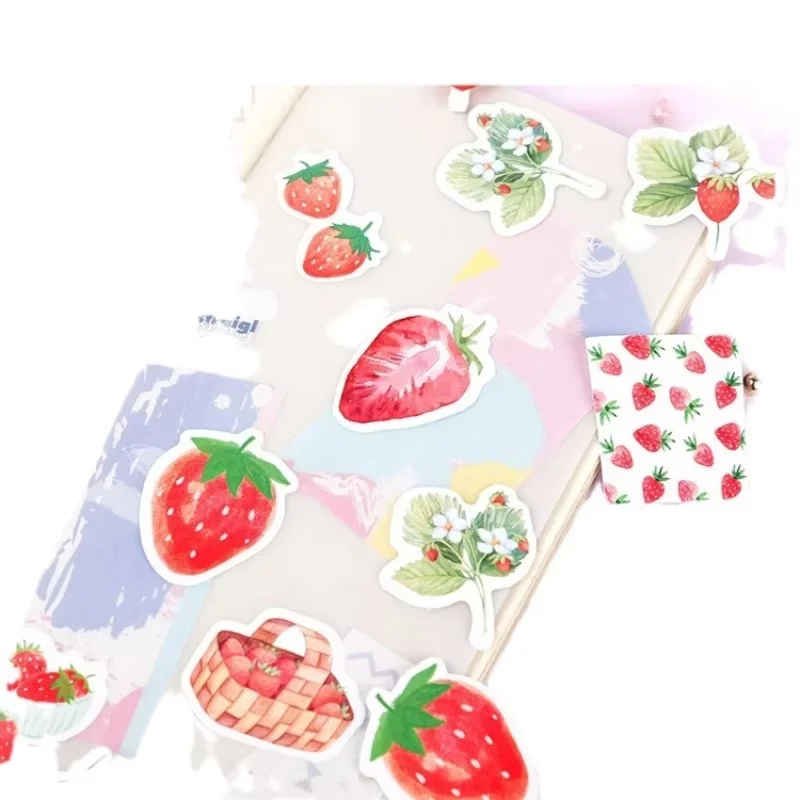 45Pcs 과일 딸기 상자 스티커 사진 앨범 스크랩북 잡지 장식 선물 씰링 스티커 DIY 장식