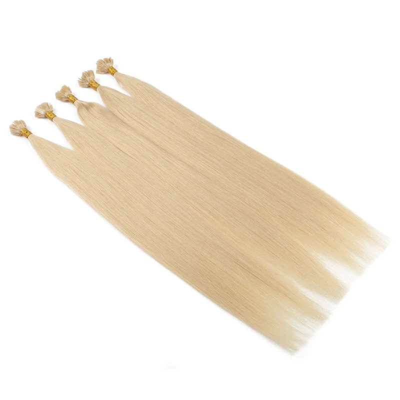 허니 블론드 케라틴 퓨전 헤어 익스텐션 플랫 팁 인간의 머리카락 1g/스트랜드 퓨전 프리 보세 헤어 24인치 레미 스트레이트 헤어  60