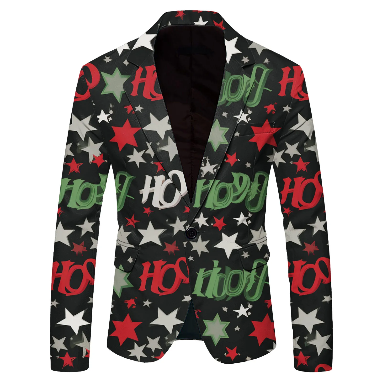 Mens Christmas Blazer Jackets Christmas Tree Snowflake Print Suit Coat Long Sleeve Lapel Blazers One Button Suit Jacket Xmas Top