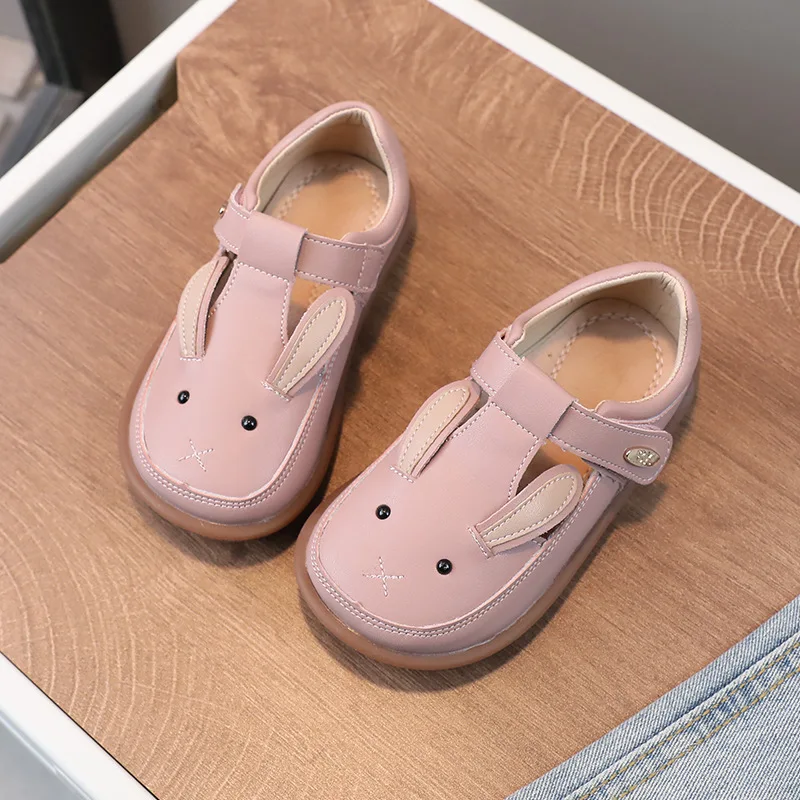 Cartoon Rabbit Baby Boys Children's Casual Shoes Spring Genuine Leather Girls flat shoes Non-slip Soft Sole Kids Leather Shoes 2