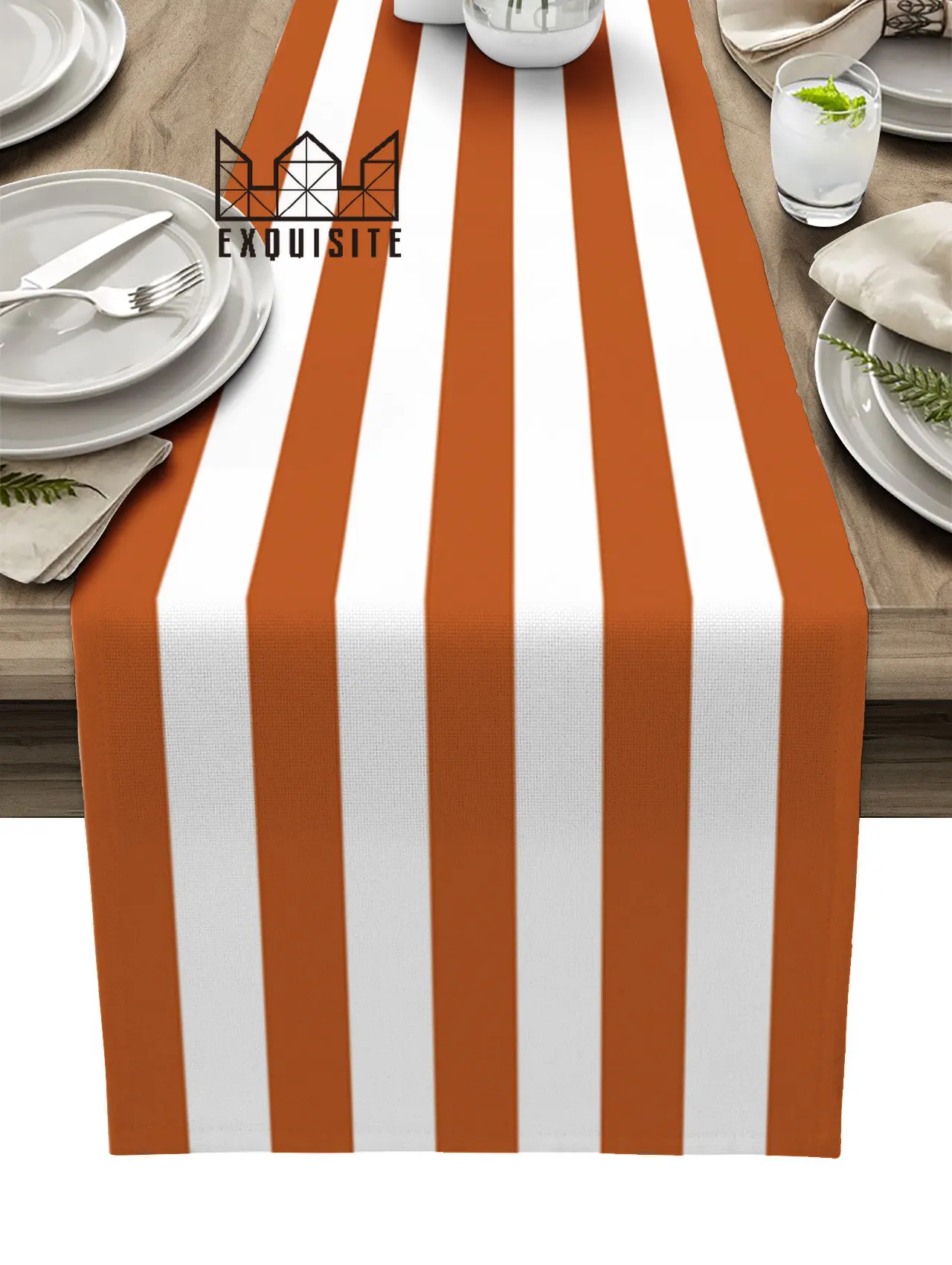 

Orange White Stripes Dinning Table Decoration Coffee Table Decor Wedding Table Decoration Kitchen Table Runner