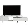 Modern 69" TV Stand with MDF Cabinet and Powder Coated Steel Legs for Living Room and Bedroom, White 4
