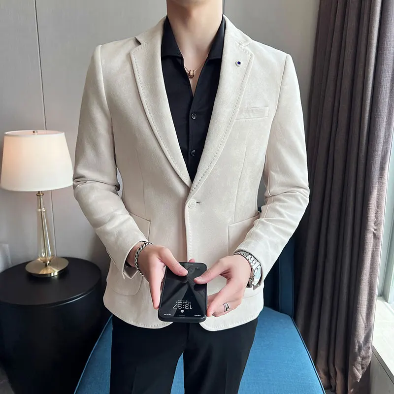 Men's Korean-style Slimming Suede Business Casual Suit