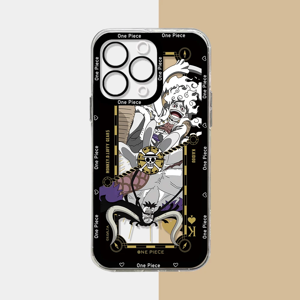 thumbnail image 1 of Funda de teléfono de Anime japonés Luffys Gear 5 para iPhone 16 15 14 13 12 11 Mini Pro Max X XR 7 8 Plus SE20 piezas una cubierta transparente, 1 of 5