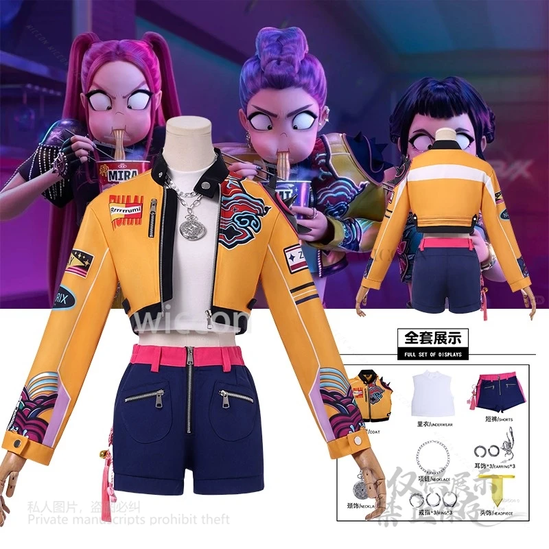 Disfraz de Anime Demon Hunters Zoey Mira Rumi KPop, abrigo