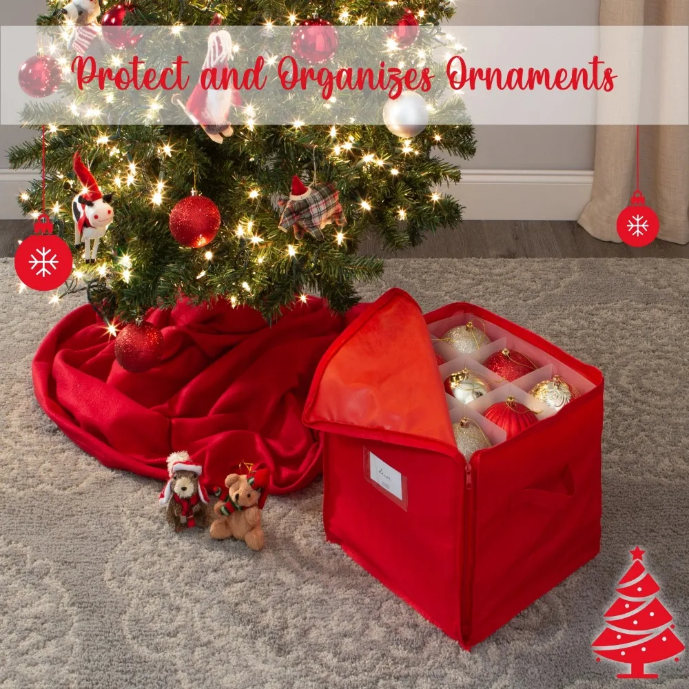 

Simplify 27 Count Stackable Christmas Ornament Storage Box, Polyester Red, 12"X 12"X 12"