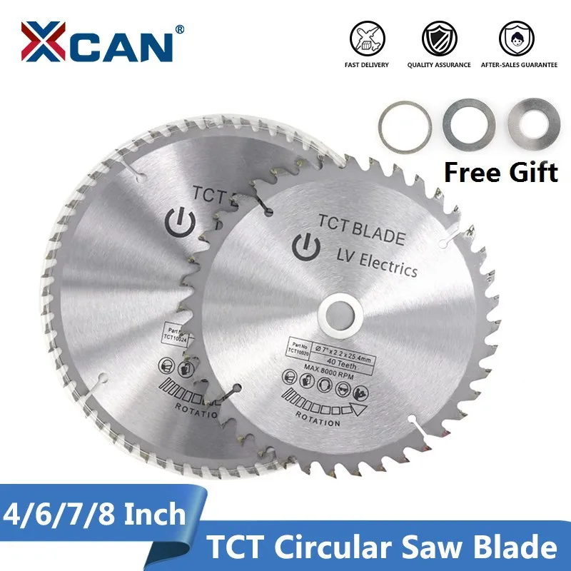 XCAN 톱날 1개 4`` 6`` 7`` 8`` 목재 톱날 30/40/60T 목재 절단용 원형..