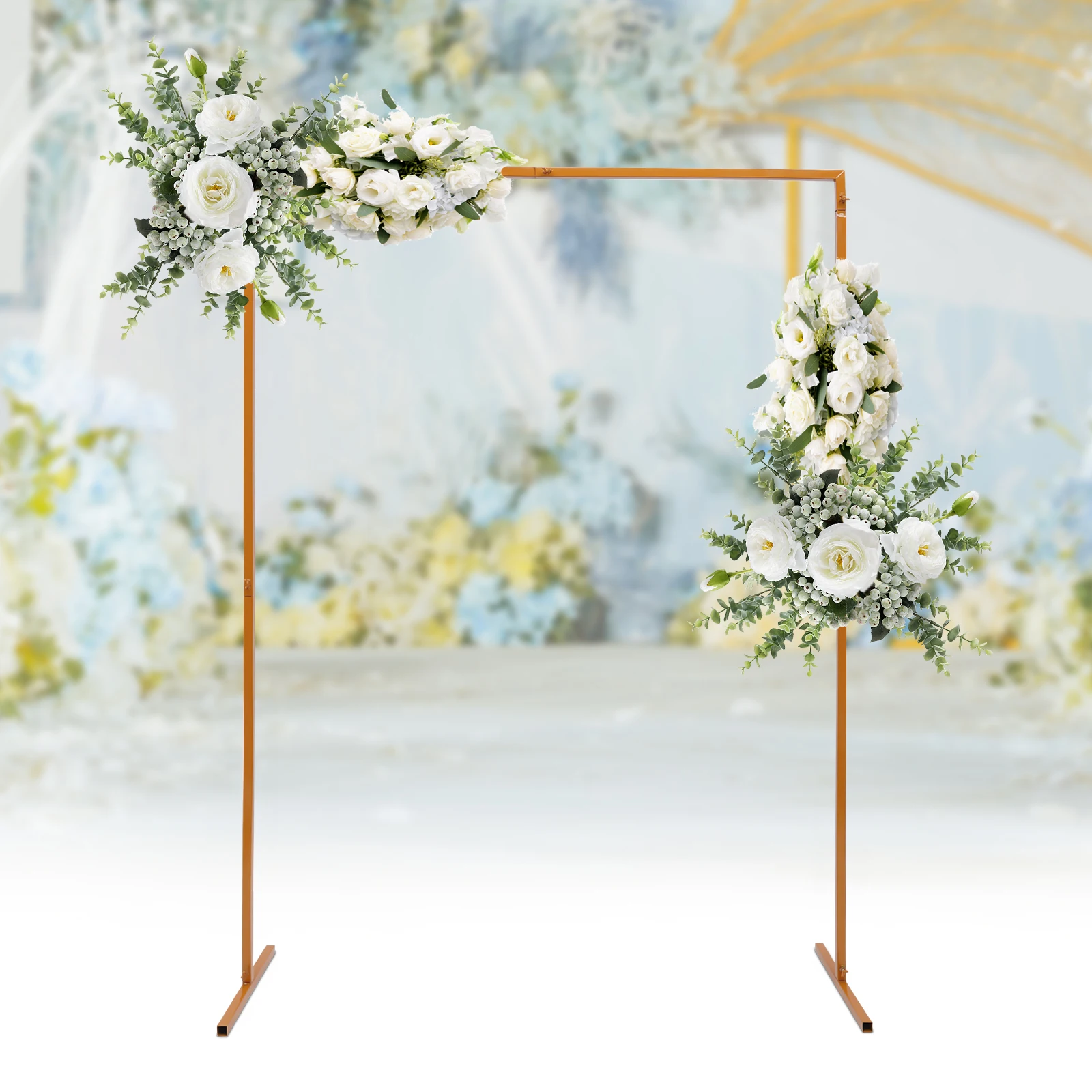 2x1.5M Rectangular Wedding Arch Rack Flower Balloon Arch Stand Party Backdrop Decor Detachable Decorative Frame Reusable