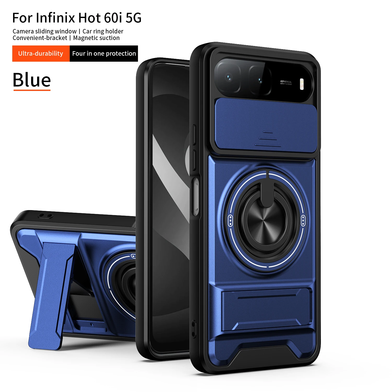 Infinix Hot 60i 5G 케이스 Infinix Hot 60i 5G 커버 Magsafe 자기 접이식 홀더 군용 갑옷 카메라 보호 커버