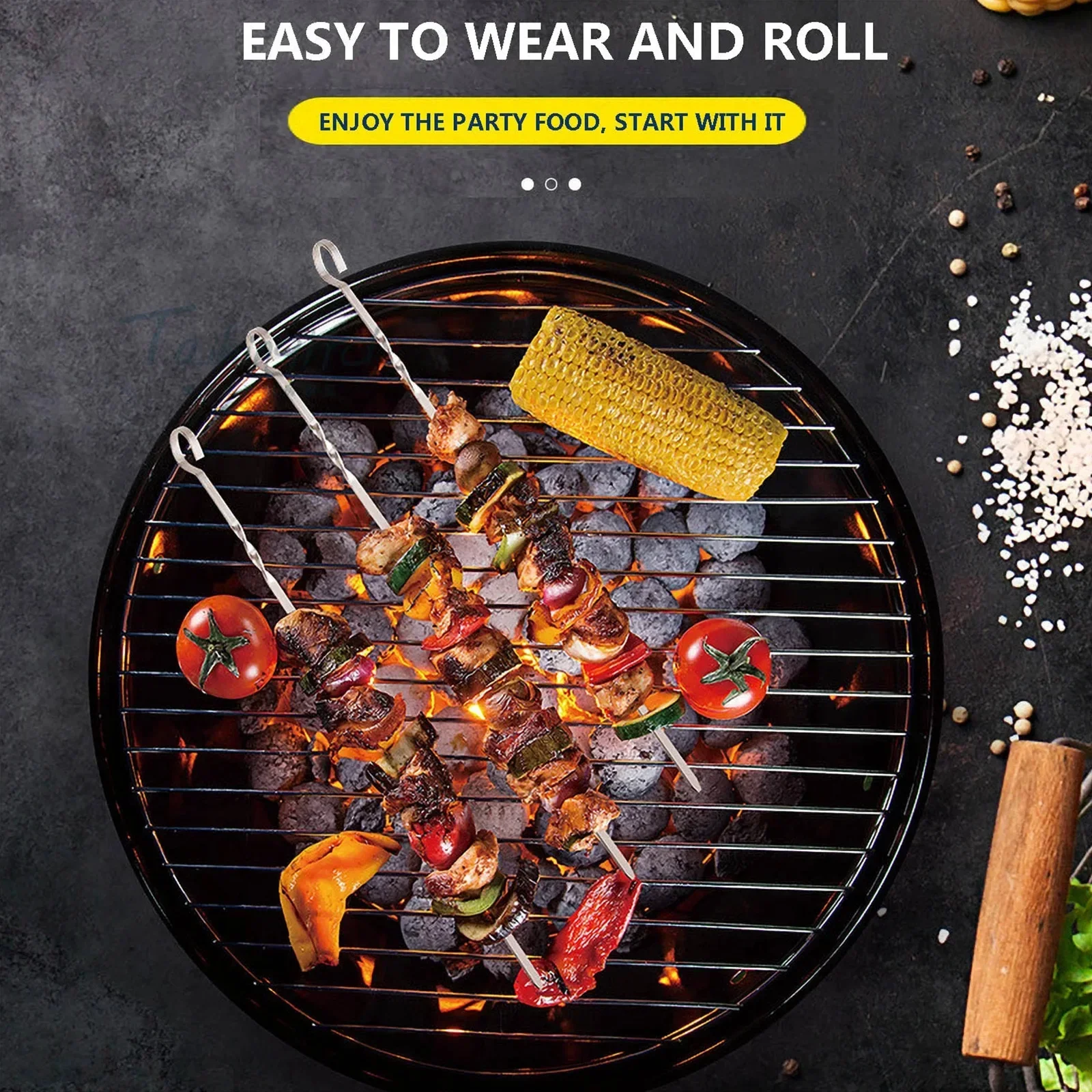 10 Pcs Stainless Steel Barbecue Skewer Reusable BBQ Skewers Kebab Iron Stick for Outdoor Camping Picnic Tools Cooking Tools
