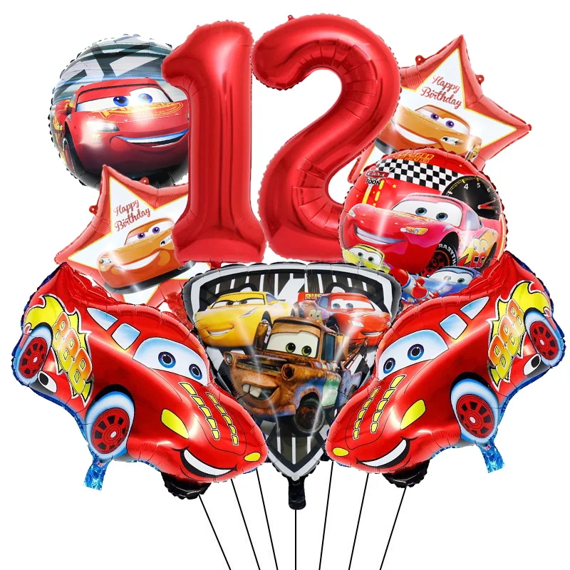 thumbnail image 1 of Decoraciones para fiestas de cumpleaños de Cars Disney Pixar Cars Lightning Mcqueen Globos Servilletas de papel Vasos Platos Bolsas de regalo Vajilla Suministros, 1 of 5