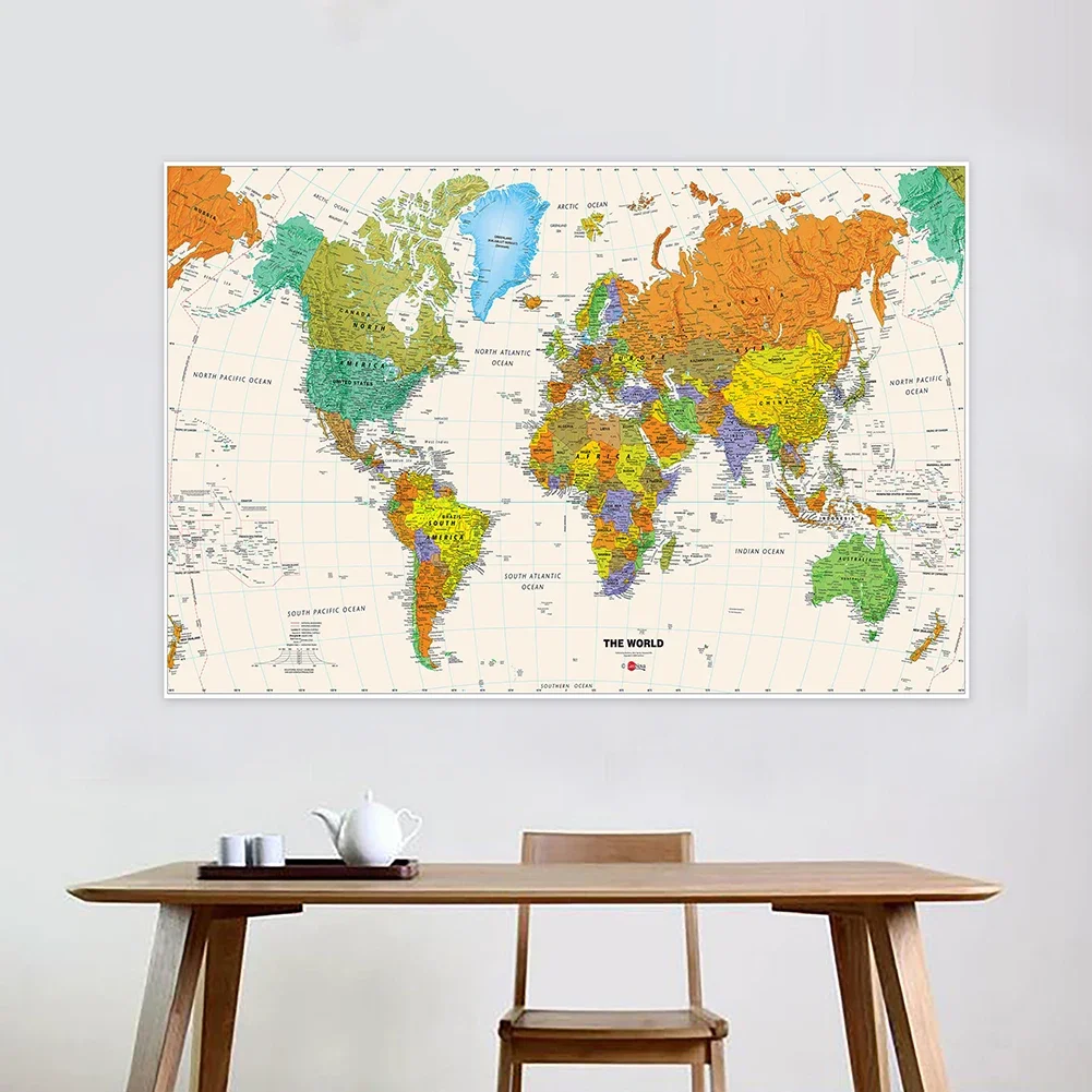 Classic Large World Map 150x225cm Physical Map Unframed Hanging Picture Backdrop Home Decoration School Supplies for Travel
