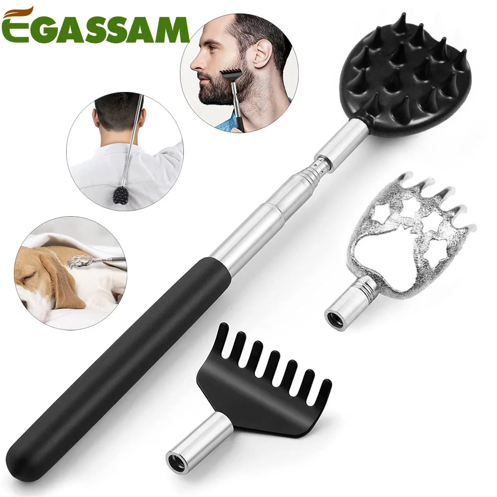 Telescoping Back Scratcher with Detachable Scratching Heads, Extendable Backcratchers for Men/Women, Bear Claw/Rake Scratcher telescoping back scratcher with 3pcs detachable scratching heads extendable backcratchers for men women bear claw rake scratcher