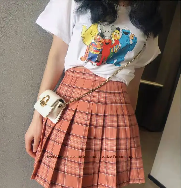 New Women Fashion Street Style Plus Size Vintage High Waist Yellow Mini Plaid Pleated Skirt A-Line Short Skirt With LiningXS-5XL black tennis skirt