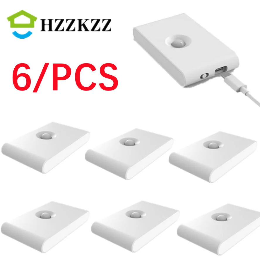 

HZZKZZ 6 Pcs high-quality LED Induction Night Light Human Body Infrared Closet Lights Type-C Charging Magnetic Suction Wall Lamp