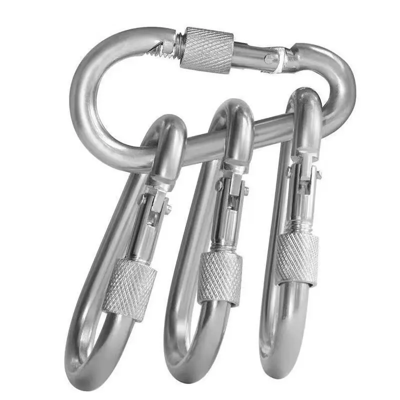 Description Picture 6 of itemM6/M8/M10 304 Silver Stainless Steel Lock Ring Safety Snap Hook Carabiner Spring Snap Quick Link Outdoor Climbing Gear Equipment