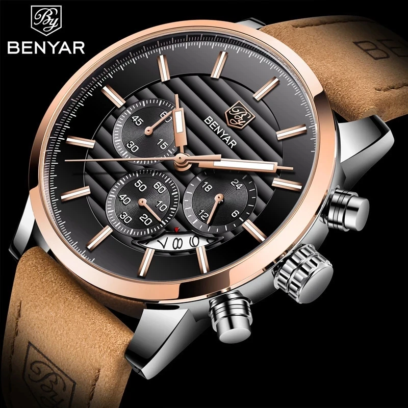 

Benyar Luxury Stainless Steel Watch Men's Quartz Watch Men Casual Army With Luxury Watch Waterproof Exercise Clock Relogio 2021