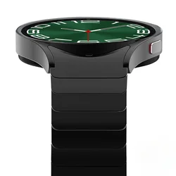Luxury Titanium Color Stainless Steel Watch Band - Premium Metal Bracelet Strap for Galaxy Watch 7 44mm (Black)