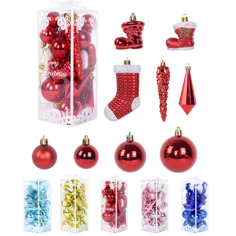 

21Pcs/Box Christmas Ball Icicle Stockings Shape Xmas Tree Hanging Pendant Ornaments Christmas Decoration for Home Navidad 2023