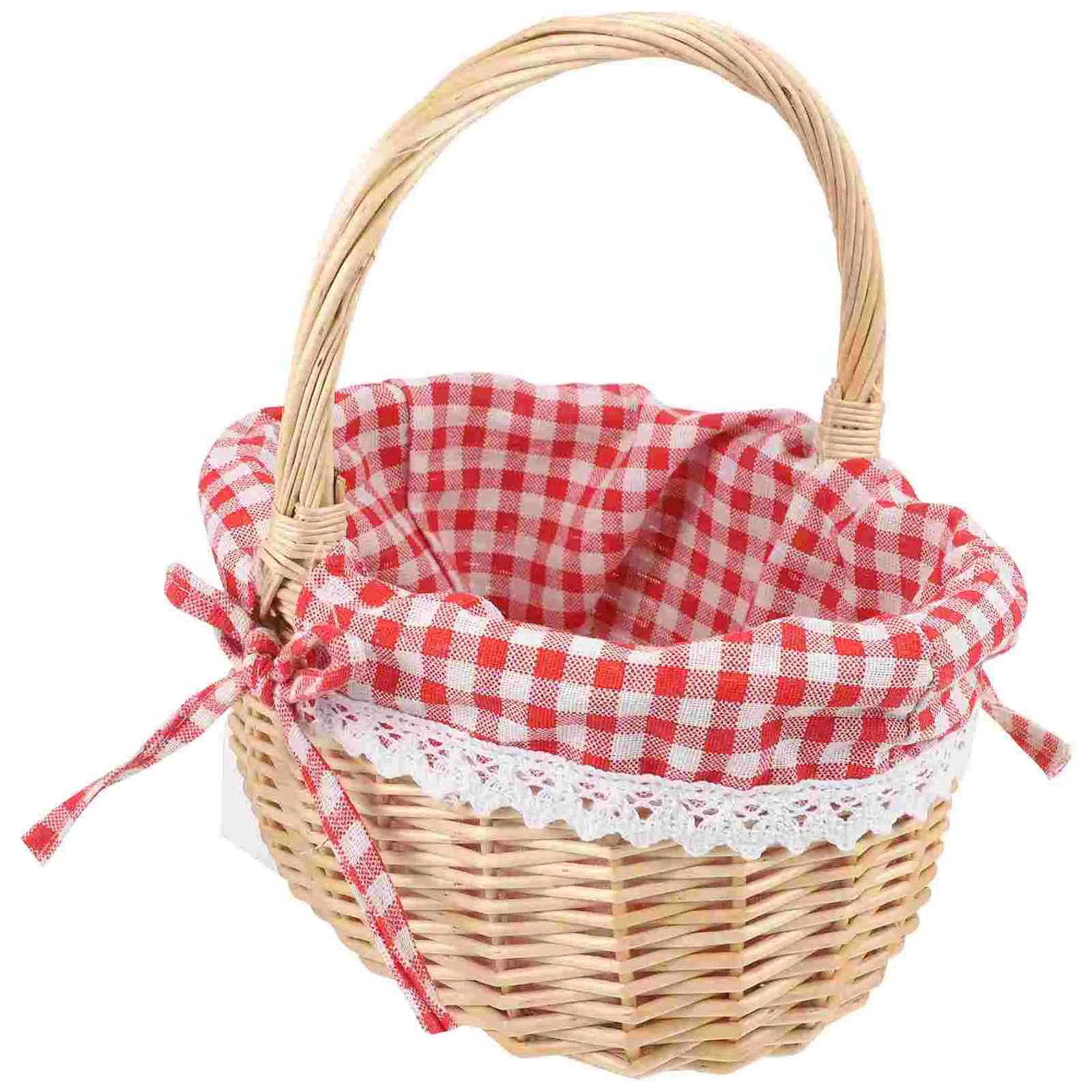 

Zerodeko Little Red Riding Hood Basket Hand Woven Picnic Bag Gift Basket Wicker Storage Basket Linen Inner Basket Storage