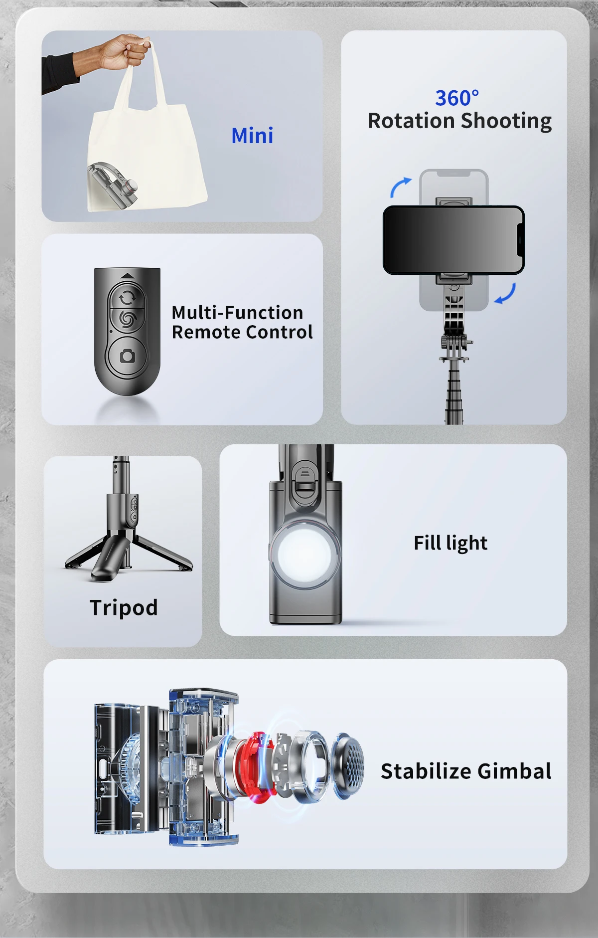Gimbal Stabilizer Selfie Stick Mit 360 Grad Rotation Für Handy_voghion.com