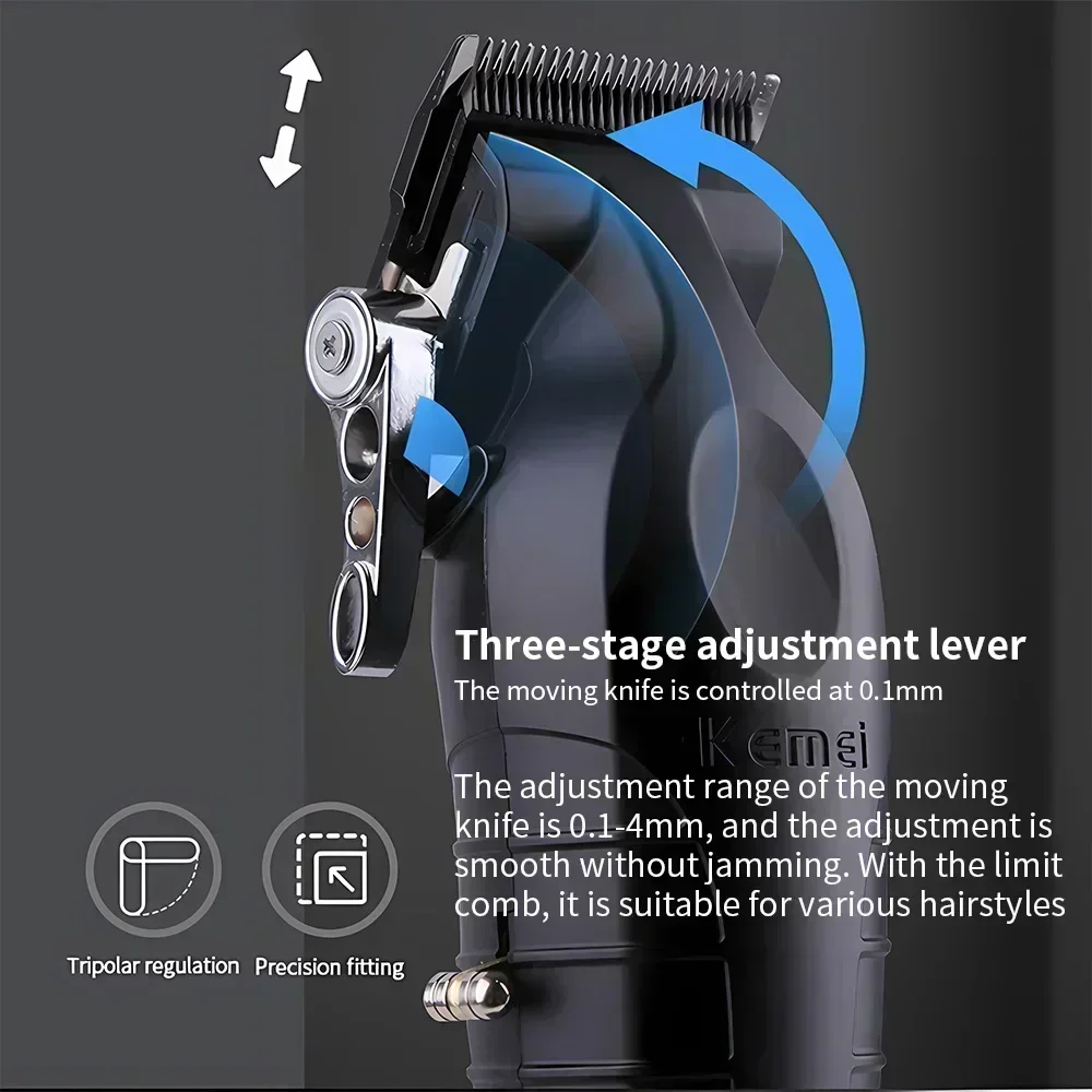 Kemei KM-2996 Professional Precision Fade Hair Clippers Cordless Hair Cutting Machine Rechargeable Hair Beard Trimmer for Barber 2