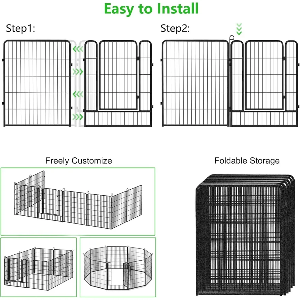 No Dig Decorative Garden Fence with Gate Rustproof Metal Fence Panels, 40in(H) x 27Ft(L) Garden Fencing for Yard 10 Panels