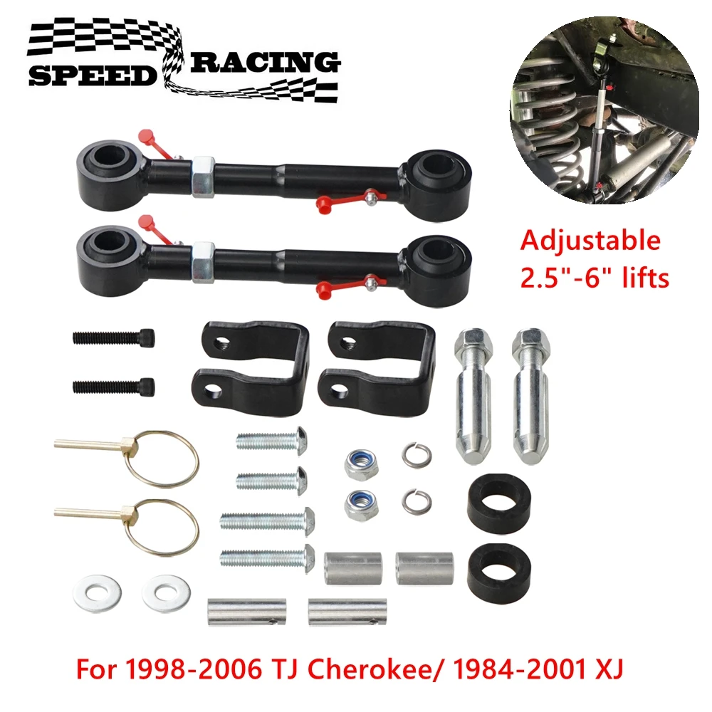 Front Swaybar Link Quicker Disconnect System Adjustable 2.5-6" Lift For Wrangler 1998-2006 TJ Cherokee 1984-2001 XJ
