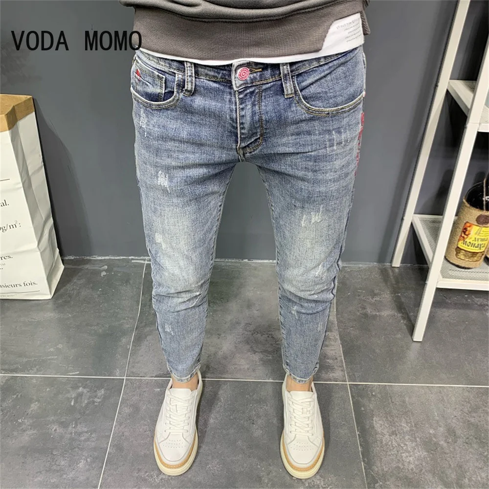 2022 Brand Men Jeans Slim Fit Skinny Denim Jeans Designer Elastic