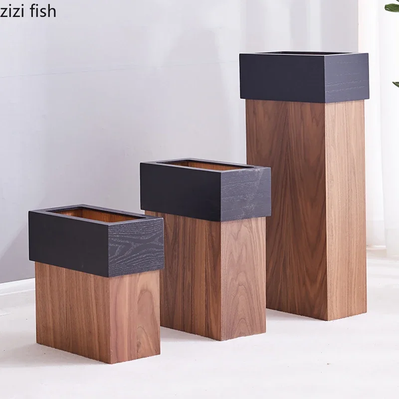 カグラボ Teak trash can チーク無垢材ゴミ箱 北欧家具風 Trash Can Wooden Nordic Style Household Bedroom Waste Bin