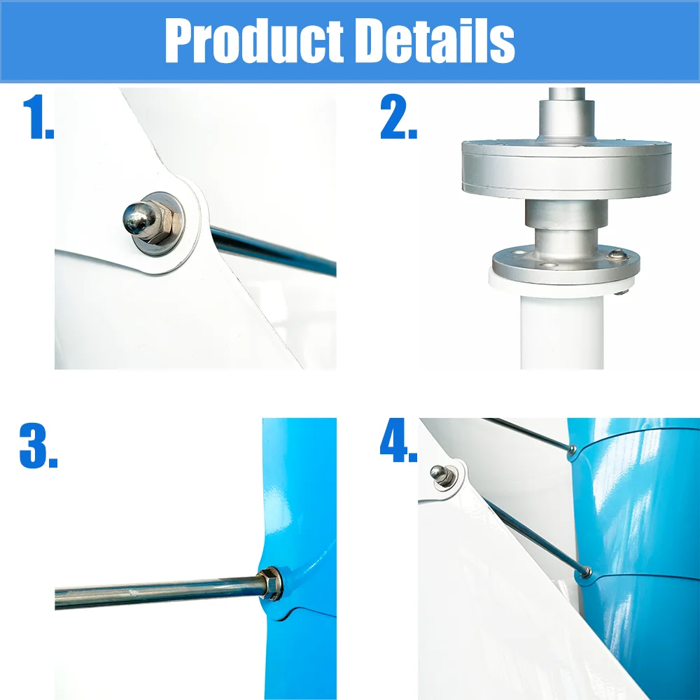 2KW 3KW Wind Generator Vertical Axis Wind Turbine 12V 24V 48V Complete System Kit Low Start Speed Low Noise Home Appliance