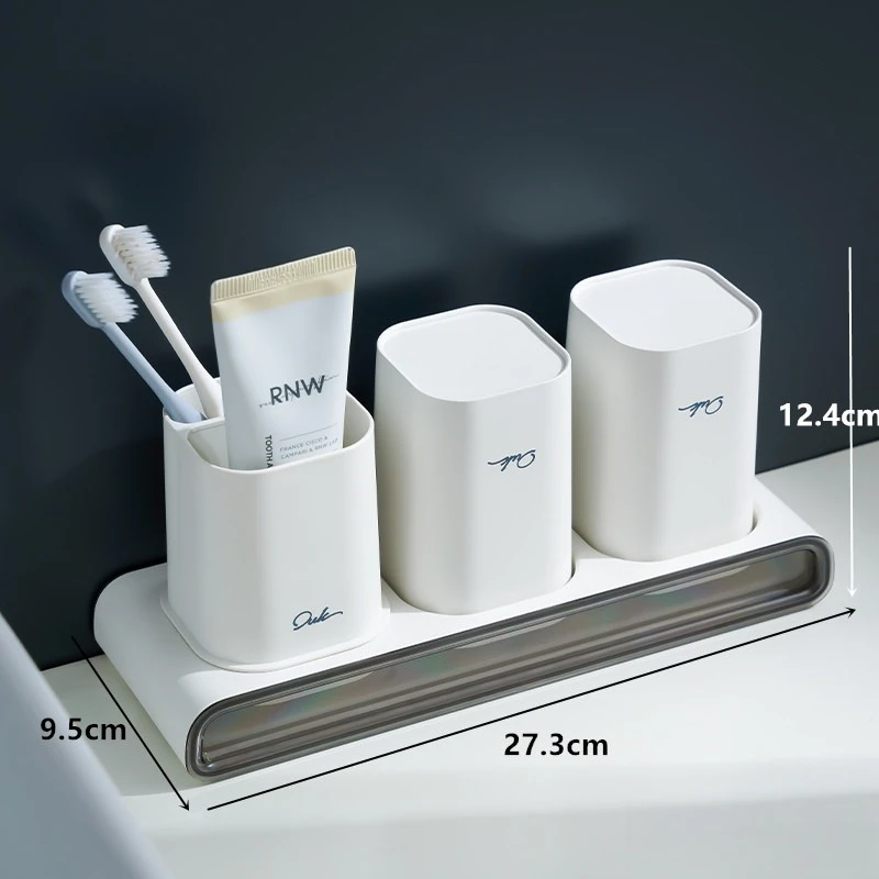 Stainless Steel Toothbrush Cup Set - Japanese Minimalist Bathroom Durable Kids Oral Care Cups with Anti-Slip Base Metal Drinking