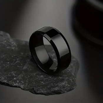 Anello in acciaio inossidabile Anelli da uomo classici neri dorati argentati lucidi