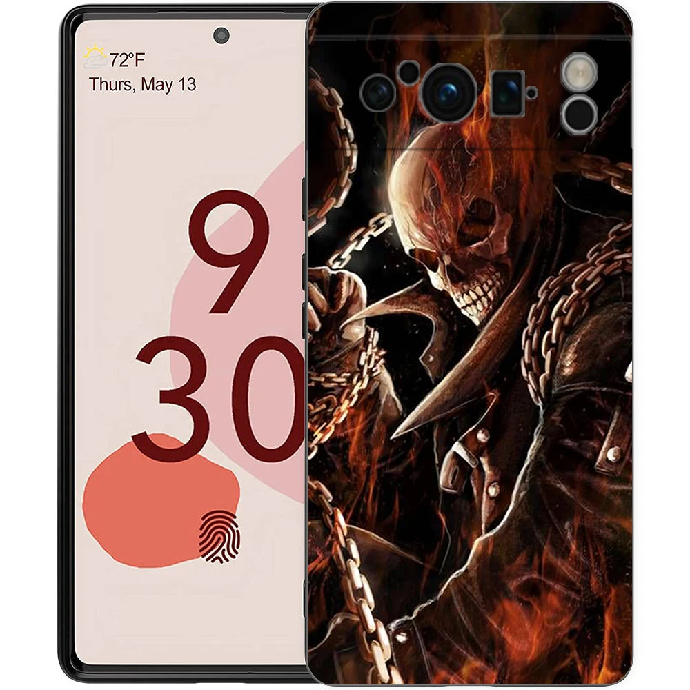 Black Soft Shell Phone Case with Grim Reaper Skull Design