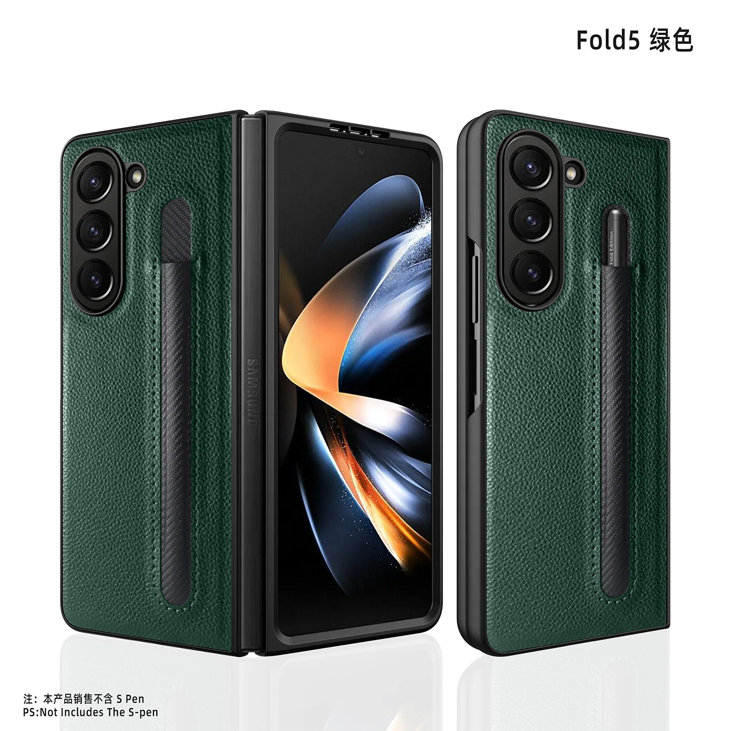 Luxury Fashion Lychee Leather Pattern Pen Slot Protective Case for Samsung Galaxy Z Fold Series