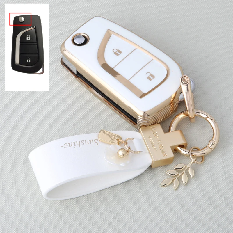 

2/3 Button Soft TPU Car Key Cover Case Auto Shell Holder Protector Fob for Toyota Aygo Yaris Highlander Camry RAV4 Keychain