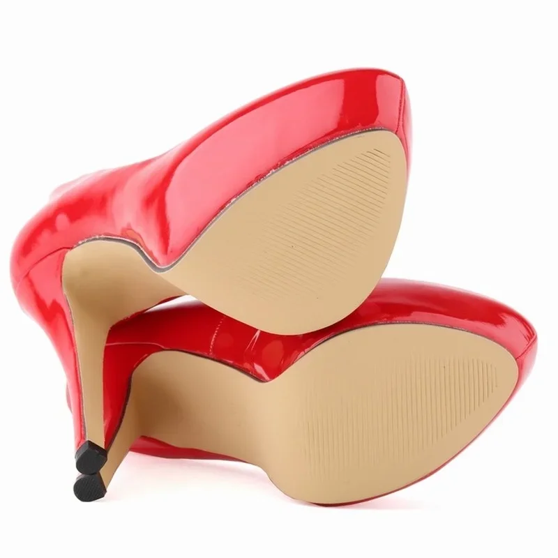 Women High Heels Pumps 14cm Round Toe Stilettos Talon Femme Sexy Ladies Red Wedding Shoes Black Platform Heels Big Size 4