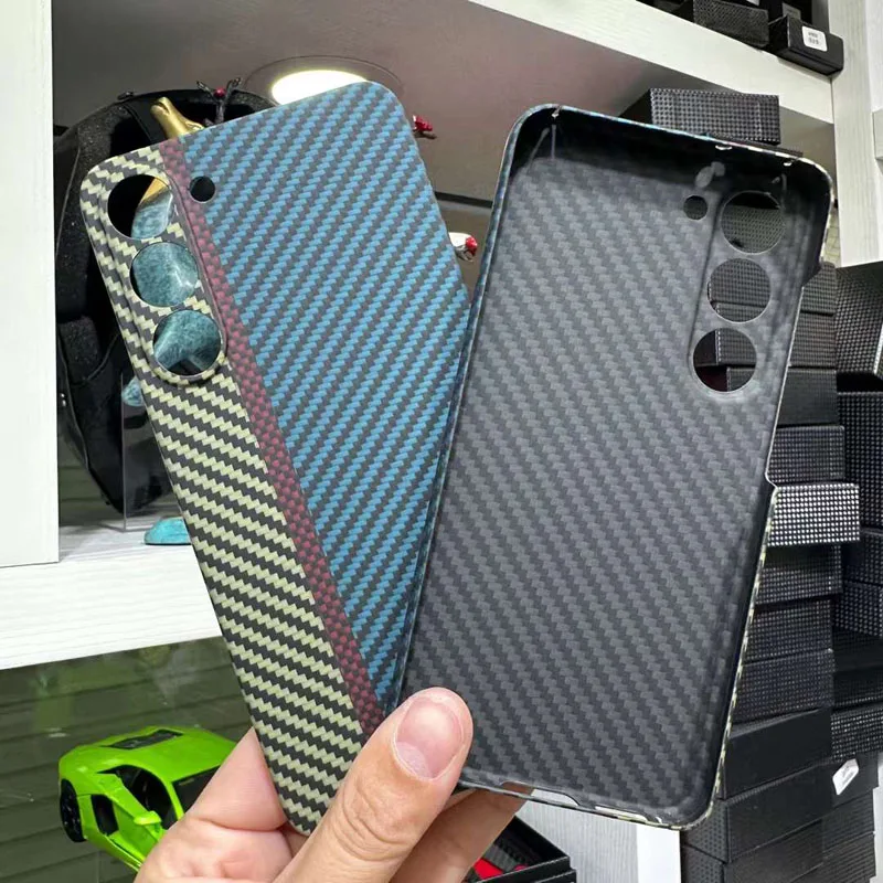 Case for Samsung Galaxy S23 S23+ Plus 600D Real Carbon Fiber Aramid Cell Mobile Phone Protective Cover Protection Shell 4