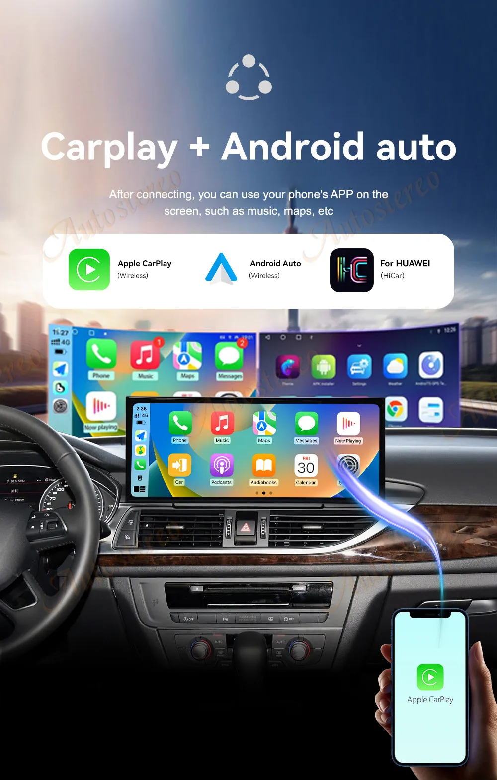 Android 14 15.8 Qualcomm Carplay For Audi A6 S6 A7 S7 2012-2018 Car Multimedia P