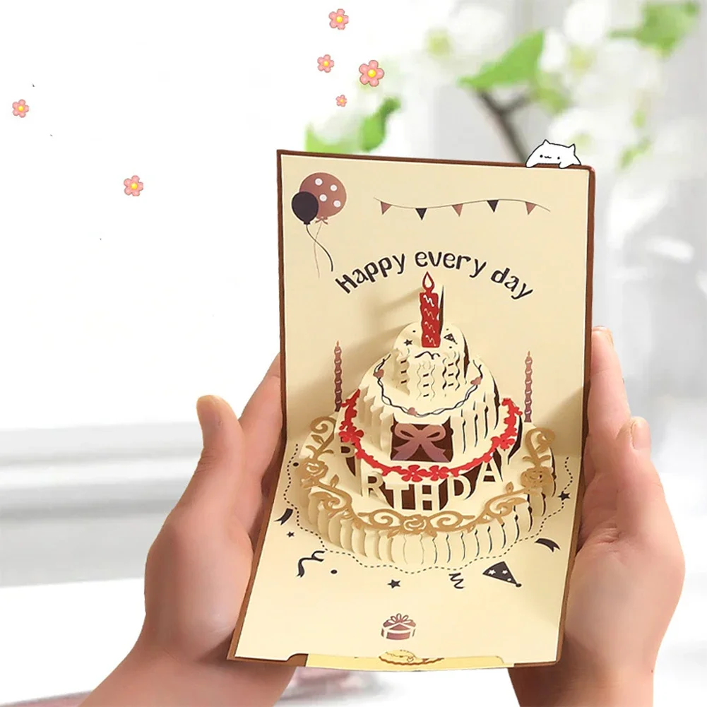 14.5*14.6cm 크기의 LED가 있는 종이 카드, 봉투 포함, 3D 팝업 뮤지컬 생일 축하 카드, 웨딩 테이블 장식에 이상적