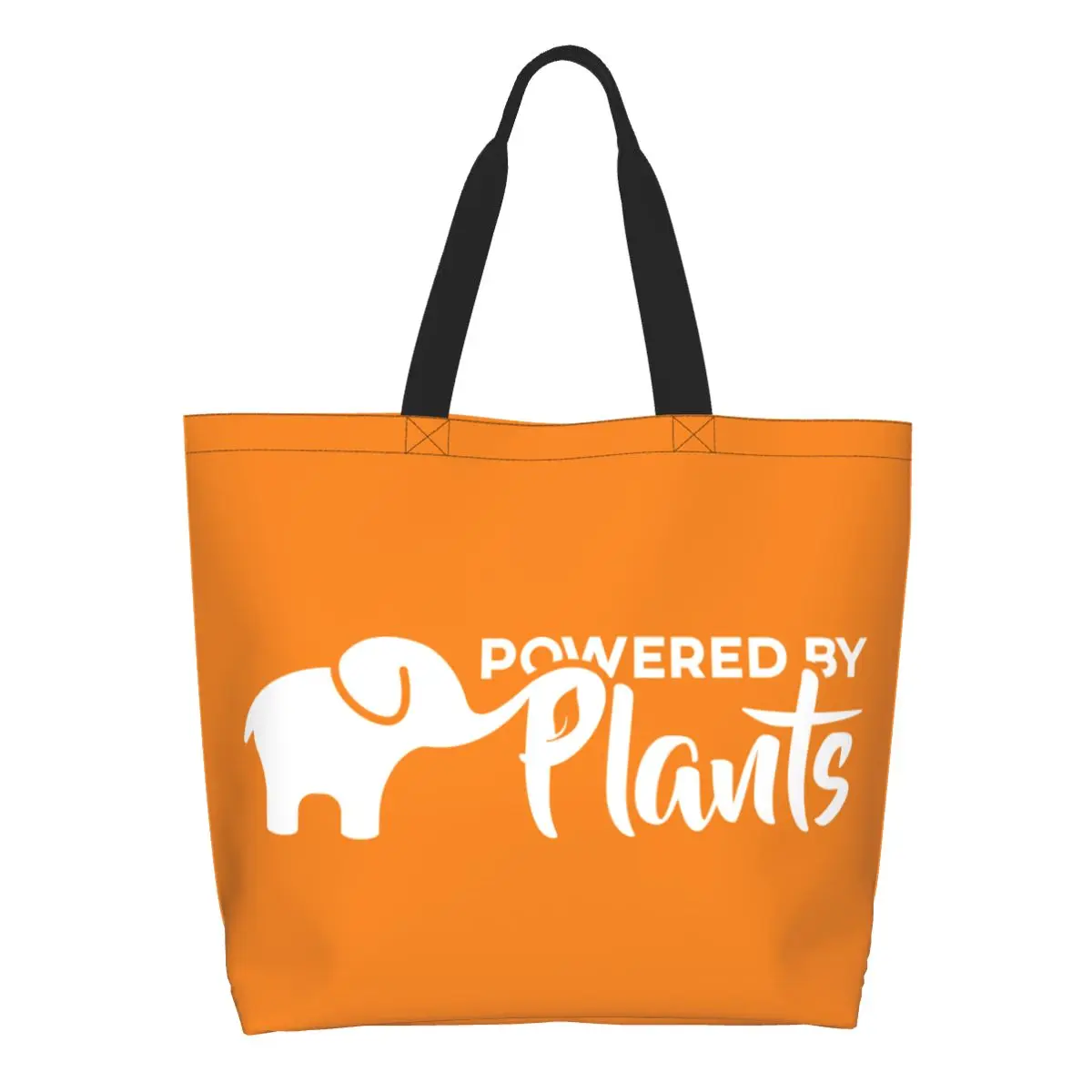 

Vegan Elephant Grocery Shopping Bags Kawaii Print Canvas Shopper Shoulder Tote Bags Large Capacity Portable By Plants Handbag