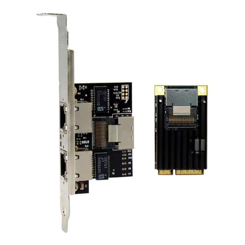산업용 서버용 다목적 듀얼 포트 미니 PCIE 기가비트 이더넷 카드, RJ45 컴퓨터 이더넷 어댑터, 드롭쉽
