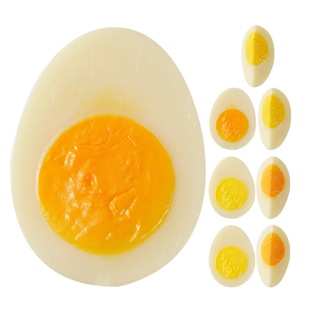 

8Pcs Artificial Boiled Egg Prop Diy Egg Slices Models Realistic Kitchen Food Decoration