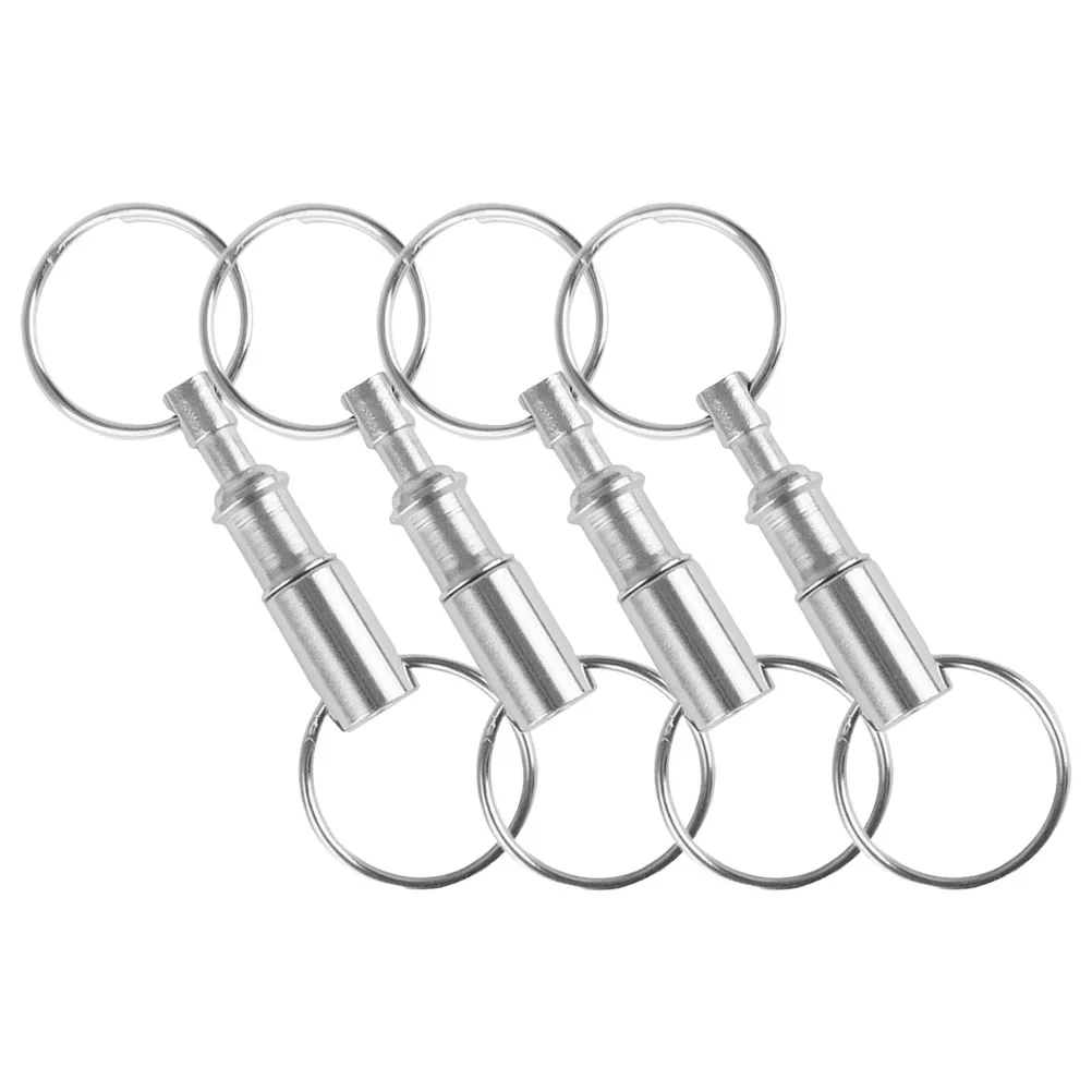 

4 Pcs Detachable Keychain Snap Loop Holders Quick Release Fob Multifunction Dual Rings Iron Heads Outdoor Chains