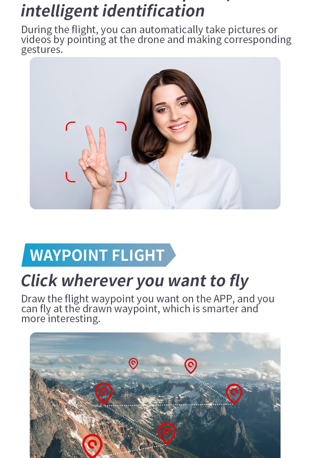 L300 GPS Drone, During the flight, you can automatically take pictures or, videos by pointing at the drone