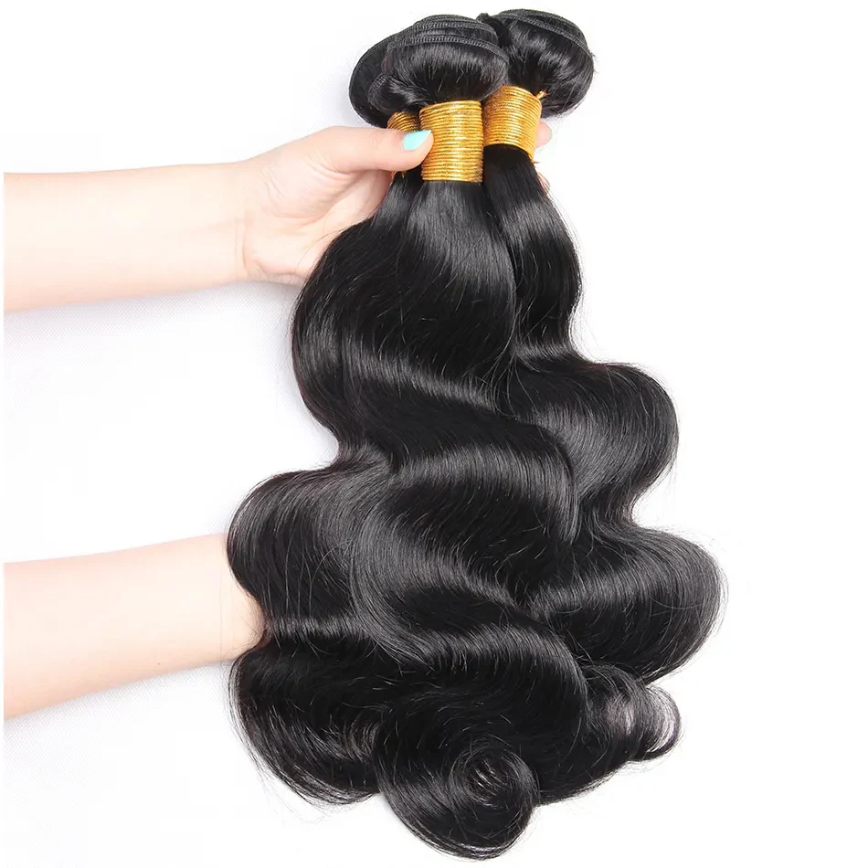 Fasci di capelli umani dell'onda del corpo con fasci brasiliani frontali con estensioni frontali del tessuto dei capelli umani 13x4 3 fasci di capelli Remy